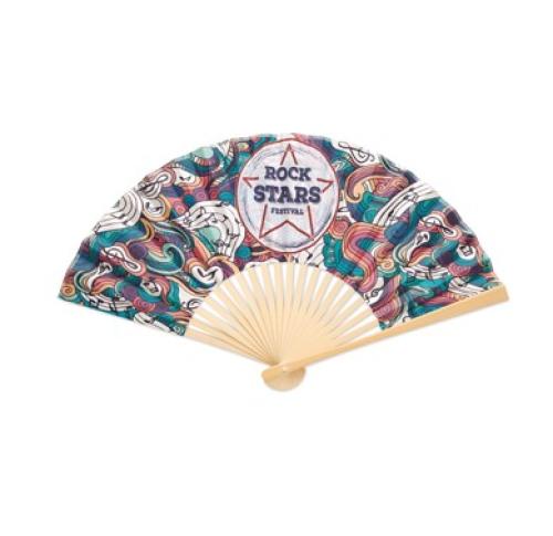 Custom Bamboo Hand Held Fans Paper Sheet Full Colour Print